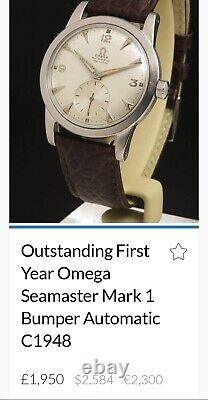 Rare Vintage First OMEGA Seamaster Bumper Automatic Fab Swiss Ref. 2576-4