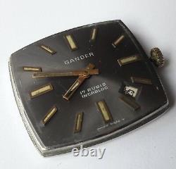 Rare Vintage GANDER Incabloc 17Rubis Date Displaying FHF82-4 Swiss Made From60'S