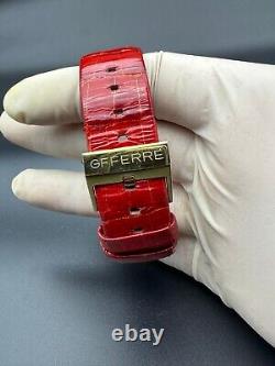 Rare Vintage GF FERRE Gold / Red Watch Amazing Dial 90s Swiss Men Wristwatch