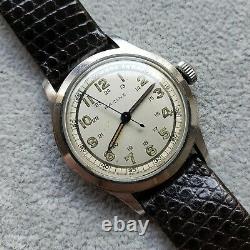 Rare Vintage Gallet Racine Military Watch, 17J Swiss, All Steel, Luminous Dial