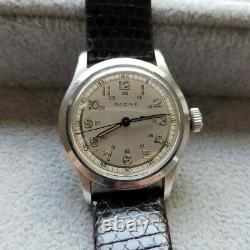 Rare Vintage Gallet Racine Military Watch, 17J Swiss, All Steel, Luminous Dial