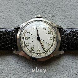 Rare Vintage Gallet Racine Military Watch, 17J Swiss, All Steel, Luminous Dial