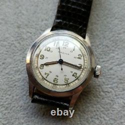 Rare Vintage Gallet Racine Military Watch, 17J Swiss, All Steel, Luminous Dial