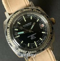 Rare Vintage Gents Diver Watch SEAWATCH 23 Jewels Calendar Swiss Made