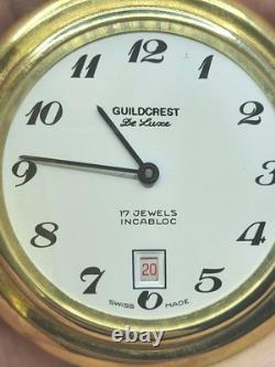 Rare Vintage Guildcrest Deluxe Mechanical Pocket Watch Wind Up Swiss-made