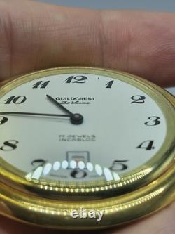 Rare Vintage Guildcrest Deluxe Mechanical Pocket Watch Wind Up Swiss-made