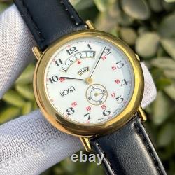 Rare Vintage Hoga Side Seconds Railway Dial Day & Date Swiss Men's Quartz Watch