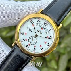 Rare Vintage Hoga Side Seconds Railway Dial Day & Date Swiss Men's Quartz Watch