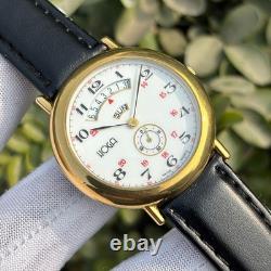 Rare Vintage Hoga Side Seconds Railway Dial Day & Date Swiss Men's Quartz Watch