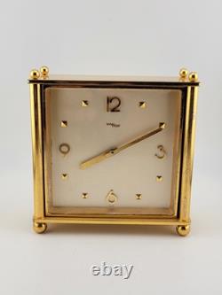 Rare Vintage Imhof Swiss Table Heavy Brass Clock, Circa 1960's. Works & Chimes