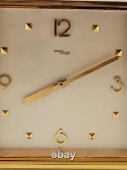 Rare Vintage Imhof Swiss Table Heavy Brass Clock, Circa 1960's. Works & Chimes