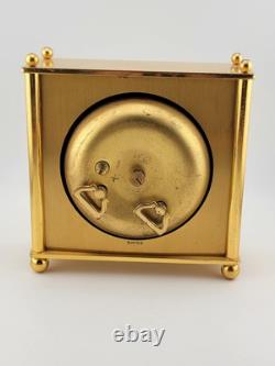 Rare Vintage Imhof Swiss Table Heavy Brass Clock, Circa 1960's. Works & Chimes