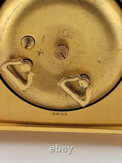 Rare Vintage Imhof Swiss Table Heavy Brass Clock, Circa 1960's. Works & Chimes