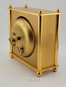 Rare Vintage Imhof Swiss Table Heavy Brass Clock, Circa 1960's. Works & Chimes