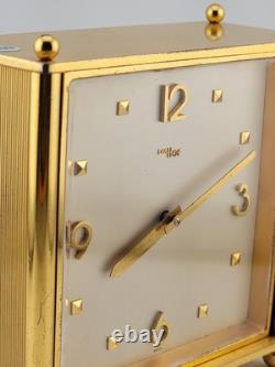 Rare Vintage Imhof Swiss Table Heavy Brass Clock, Circa 1960's. Works & Chimes