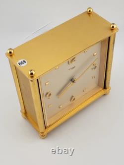 Rare Vintage Imhof Swiss Table Heavy Brass Clock, Circa 1960's. Works & Chimes