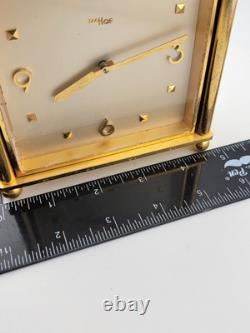Rare Vintage Imhof Swiss Table Heavy Brass Clock, Circa 1960's. Works & Chimes