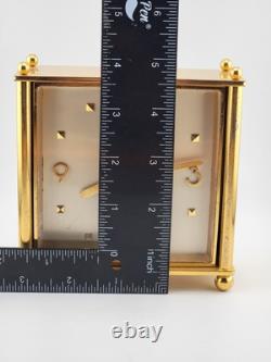 Rare Vintage Imhof Swiss Table Heavy Brass Clock, Circa 1960's. Works & Chimes