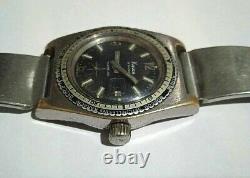 Rare Vintage KAUCE Diver Unisex Watch Word Time Manual Swiss Made 32 mm Working