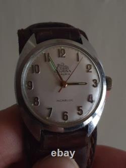 Rare Vintage LEIJONA 17 RUBIS Ref. 376 Antimagnet Incabloc Waterproof Swiss Watch