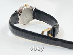 Rare Vintage Ladies Technos Swiss Made Gold Tone Stainless Steel Leather Watch