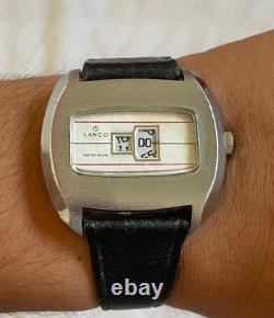 Rare Vintage Lanco Digital Jump Hour Swiss Made Watch Big Size 44mm Working Well