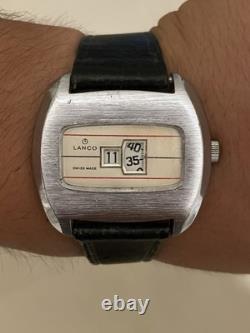 Rare Vintage Lanco Digital Jump Hour Swiss Made Watch Big Size 44mm Working Well