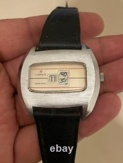 Rare Vintage Lanco Digital Jump Hour Swiss Made Watch Big Size 44mm Working Well