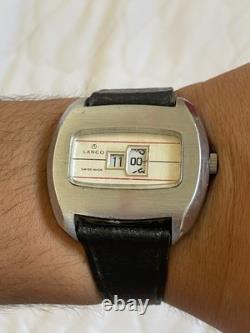 Rare Vintage Lanco Digital Jump Hour Swiss Made Watch Big Size 44mm Working Well