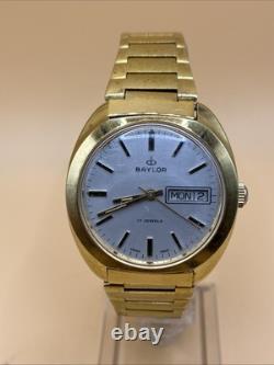 Rare Vintage Men Baylor 37mm Swiss Made17 Jewels Winding Men's Watch Works Great
