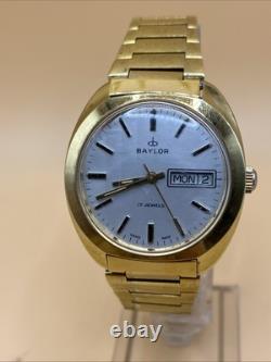 Rare Vintage Men Baylor 37mm Swiss Made17 Jewels Winding Men's Watch Works Great
