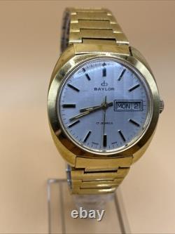 Rare Vintage Men Baylor 37mm Swiss Made17 Jewels Winding Men's Watch Works Great