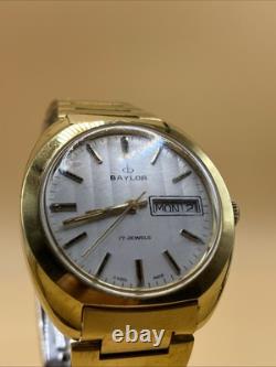 Rare Vintage Men Baylor 37mm Swiss Made17 Jewels Winding Men's Watch Works Great
