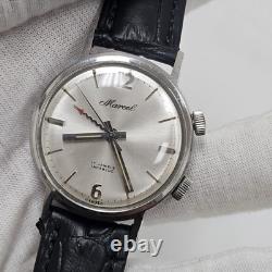 Rare Vintage Mens Marcel Alarm Watch Swiss Stainless Steel Mechanical Wind Up