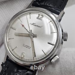 Rare Vintage Mens Marcel Alarm Watch Swiss Stainless Steel Mechanical Wind Up