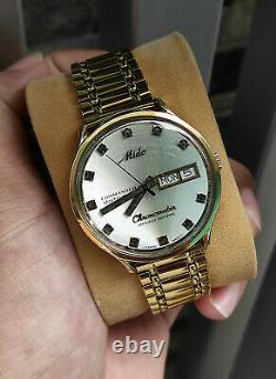 Rare Vintage Mido commander chronometer 9439 daydate Gold Plated swiss made