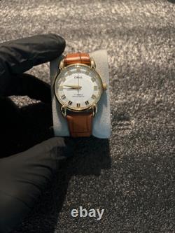 Rare Vintage Oris Swiss Made Hand Wind Men's Watch BRWN WHT FACE