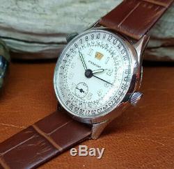 Rare Vintage Pierpont Swiss Calendar White Dial Manual Wind Man's Watch