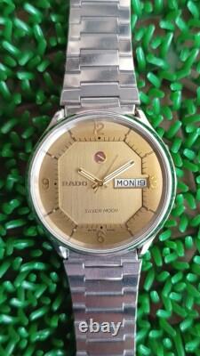 Rare Vintage Rado Silver Moon Day-date Automatic 25 Jewels Swiss Made Gent Watch