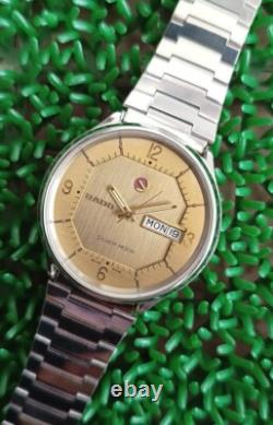 Rare Vintage Rado Silver Moon Day-date Automatic 25 Jewels Swiss Made Gent Watch