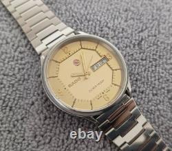 Rare Vintage Rado Silver Moon Day-date Automatic 25 Jewels Swiss Made Gent Watch
