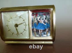 Rare Vintage Reuge Dancing Ballerina Music Box Saxony Mechanical Alarm Clock