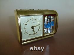 Rare Vintage Reuge Dancing Ballerina Music Box Saxony Mechanical Alarm Clock