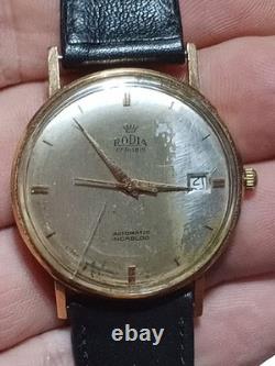 Rare Vintage Rodia Swiss 17J Guillod Solid 18K Gold Automatic Watch Works Scrap
