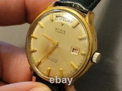Rare Vintage Royce Gold Plated Calendar/Date Swiss Made 17 Jewels Manual Wind