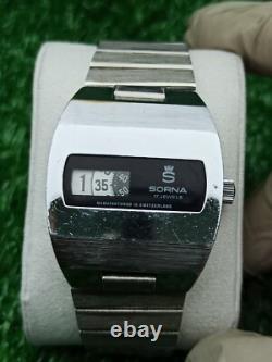 Rare Vintage SORNA WATCH Space Age Digital Jump Hour Automatic 70s Swiss
