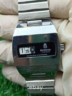 Rare Vintage SORNA WATCH Space Age Digital Jump Hour Automatic 70s Swiss