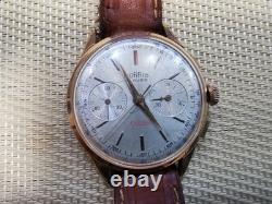 Rare Vintage SWISS MADE MEN WATCH GOLD PLATED MORRIS FERROTEX CHRONOGRAPHE