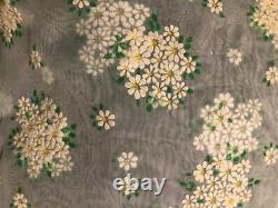 Rare Vintage Sheer Flocked Dotted Swiss Fabric Floral Daisy Chiffon Swiss Fabric