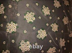 Rare Vintage Sheer Flocked Dotted Swiss Fabric Floral Daisy Chiffon Swiss Fabric